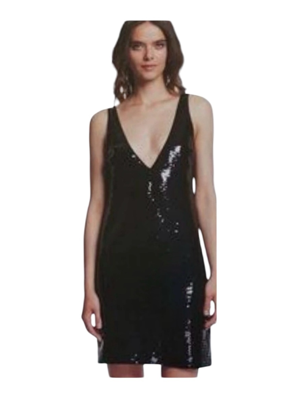 Amanda Uprichard Vita Mini Dress Women M Navy Blue Excellent Sequin V-Neck